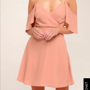 NWT Lulu’s Blush Off-The-Shoulder Skater Dress
